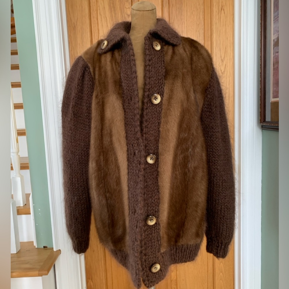 Unique vintage mink and knitted jacket